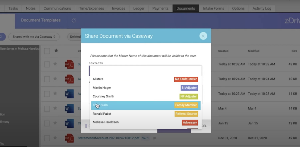 share document via client portal
